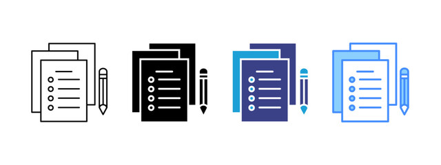 Document icon set multiple style collection