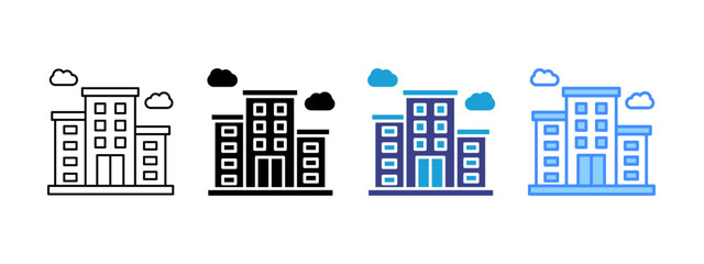 Office Building icon set multiple style collection