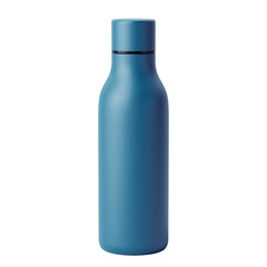 Minimalist teal water bottle isolated on transparent background