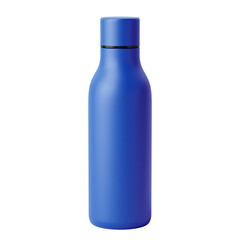 Minimalist royal blue water bottle isolated on transparent background