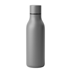 Minimalist charcoal water bottle isolated on transparent background