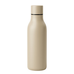 Minimalist cream water bottle isolated on transparent background