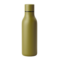 Minimalist olive water bottle isolated on transparent background