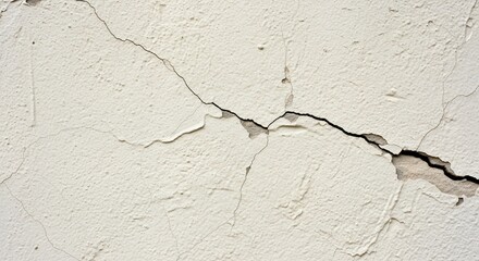 Close-up of a severely cracked and damaged plastered wall indicating structural issues