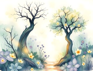 spring landscape with trees