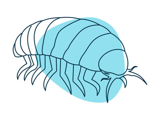 Giant isopod icon. Deep sea icon. Simple vector in modern thin line style. Vector illustration.