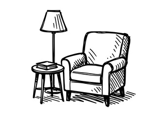 Armchair hand drawn simple sketch vector illustration