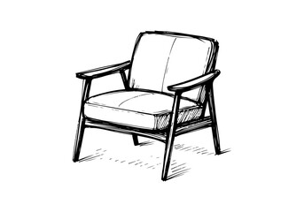 Armchair hand drawn simple sketch vector illustration
