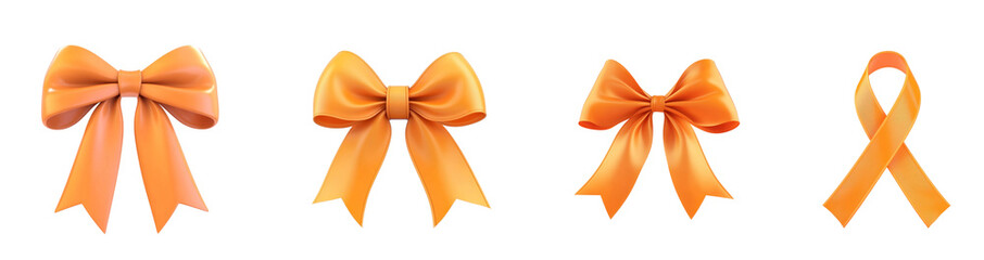 Four orange ribbons with a white background.