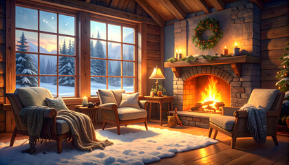 Cozy Winter Cabin Interior