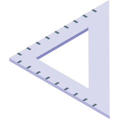 Pale Purple Triangle Ruler With Measurement Markings On Transparent Background