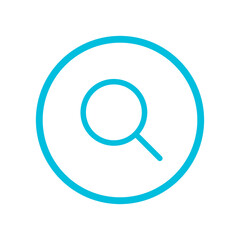 Search icon set on transparent background. Search blue line icon set. Flat searching symbol in circle illustration	
