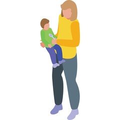 Parent Holding Baby Wearing Yellow Top and Blue Pants with Transparent Background