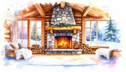 Cozy Winter Cabin Interior