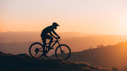 silhouette of a man riding a bike