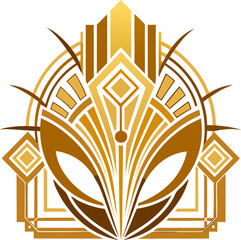 Golden art deco elements, luxurious decorative ornaments, creative geometric dividers and borders