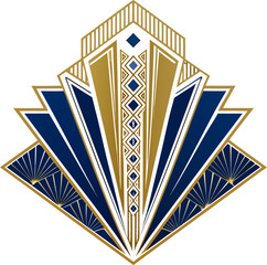 Gold black art deco architecture seamless pattern