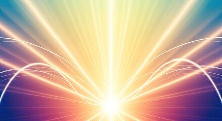 A vibrant, colorful abstract background featuring a radiant, star-like pattern with a gradient of warm colors.