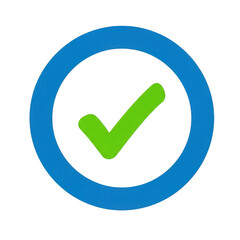 Green checkmark in blue circle isolated on transparent background isolated on transparent background