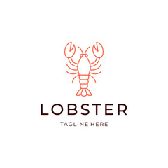 Line art lobster logo design. geometric food flat icon illustration vector