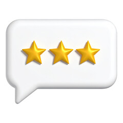 Obraz premium 3 golden stars in a white speech bubble, rounded edges