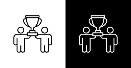 Team Success White Icon Set Design