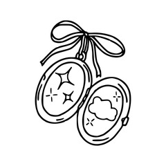 cute magic locket and ribbon vector drawing