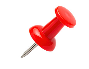 Glossy red pushpin with a metal point on black