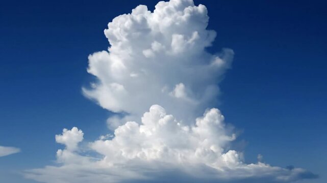 Single Large White Fluffy Cumulus Cloud Towering in a Clear Bright Blue Sky on a Sunny Day