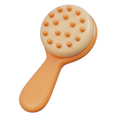 Orange massage or hair brush 3d illustration image