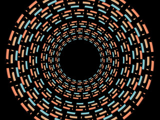 Abstract background with neon colorful spiral circle pattern forming a futuristic tunnel. This design creates a dynamic and modern 3D optical effect, suitable for technology, digital, data themes.