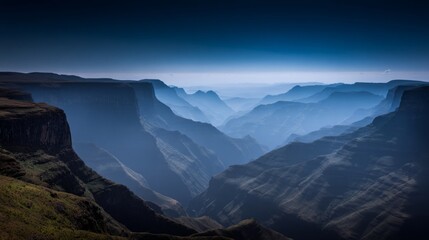 concentric. Mountain valley with concentric air ripples, misty natural landscape. travel magazines, destination branding, designed for travel destination branding, inspires travel planning.
