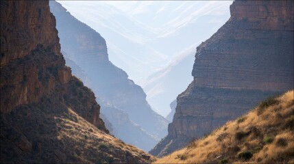 concentric. Mountain valley with concentric air ripples, misty natural landscape. travel magazines, destination branding, designed for travel destination branding, inspires travel planning.

