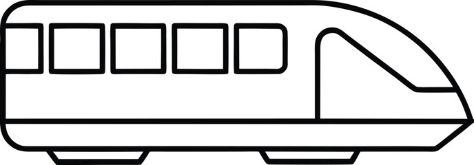 Monorail Urban Transport Outline Vector Icon on White Background