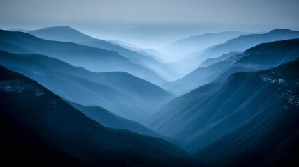 concentric. Mountain valley with concentric air ripples, misty natural landscape. travel magazines, destination branding, designed for travel destination branding, inspires travel planning.
