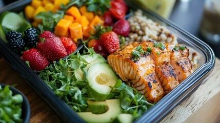 Delicious Salmon Salad with Avocado and Fresh Fruits for a Nutritious Meal