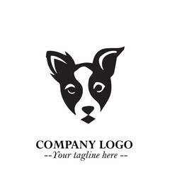 Obraz premium Loyal Head of Dog Logo Symbol in Black on White Background with Modern Minimalist Design