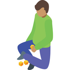 Person Wearing A Light Green Long Sleeve Shirt And Blue Pants Sitting On The Floor Playing With Yellow Blocks