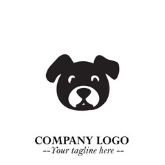 Loyal Head of Dog Logo Symbol in Black on White Background with Modern Minimalist Design