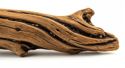 Woody Embrace: A close-up view of a beautifully textured piece of driftwood, showcasing intricate grain patterns and natural weathering, evokes a sense of timeless elegance.