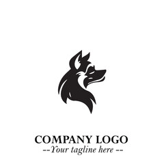 Loyal Head of Dog Logo Symbol in Black on White Background with Modern Minimalist Design
