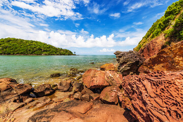Beautiful beach on the tropical sea at Pink Stone Yard, Channthaburi Province, Thailand.