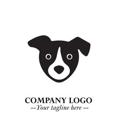 Loyal Head of Dog Logo Symbol in Black on White Background with Modern Minimalist Design
