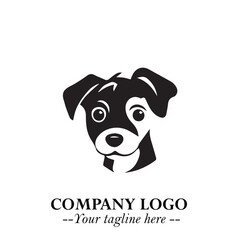 Loyal Head of Dog Logo Symbol in Black on White Background with Modern Minimalist Design