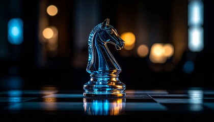 Intricate Glass Knight A Luminous Jewel of Strategy, Guiding Clever Decisions
