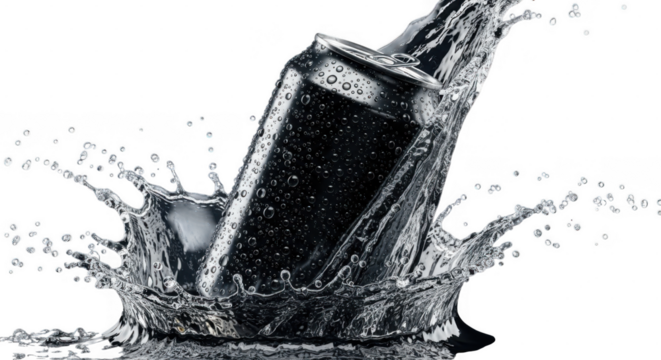 Smartphone sinking in water splash with dynamic droplets and ripple effect isolated on transparent background