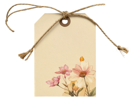 Floral tag with twine
