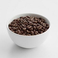 Coffee Beans Stock Photo: Bowl on White Background - 4K Ultra Detail