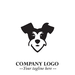 Loyal Head of Dog Logo Symbol in Black on White Background with Modern Minimalist Design