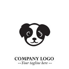 Loyal Head of Dog Logo Symbol in Black on White Background with Modern Minimalist Design